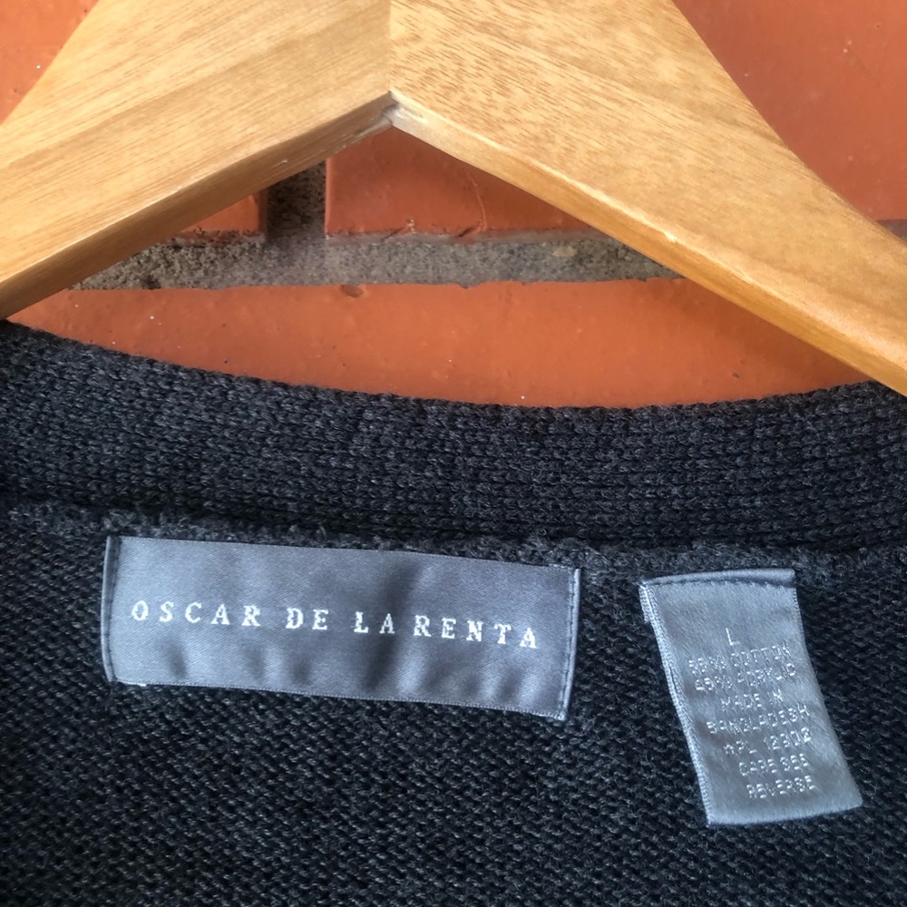 OSCAR DE LA RENTA Men's Button Front Gray Cardigan Cotton Blend Size Large - Picture 4 of 4